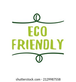 Eco friendly label, organic product emblem design. Isolated on white hand drawn sign at sticker element. Quality badge for skincare cosmetic, insignia tag design for package, vector illustration