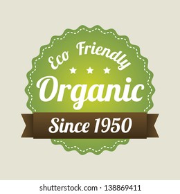 eco friendly label over beige background. vector illustration