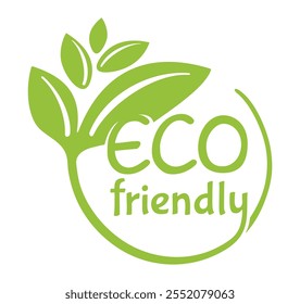 Eco friendly label for production - abstract human silhouette with leaves, in organic calligraphic style