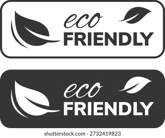 Conjunto de etiquetas respetuosas del medio ambiente con iconos de hojas en diseño blanco y negro para varios usos