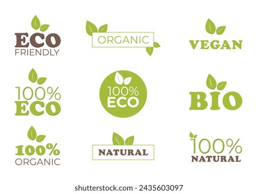 eco friendly label. eco friendly sign. Ecology concept. Bio, vegan, eco and other icons. Vector illustration. Set of eco icons