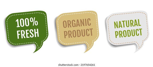 Eco friendly Labels Isolated White Background With Gradient Mesh, Vector Illustration