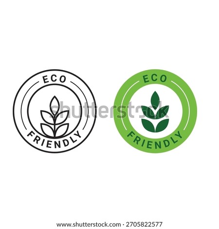 Eco Friendly Leaf Badge Icon Set