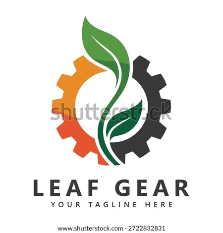 eco friendly leaf and gear logo Vector design