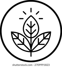 Icono de hoja respetuoso del medio ambiente, diseño simple. Uso para Sitios web, redes sociales, publicidad. Fondo blanco, espacio de copia.