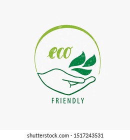 Eco Friendly letterung logo. Organic natural product .Web Icon green leaf ecology nature element.Vector Illustration