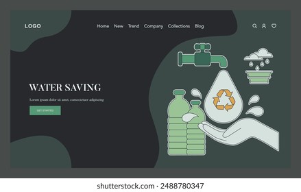 Eco Friendly Lifestyle concept. The promotion of water conservation through reuse and mindful consumption. Illustrated as a website interface. Vector illustration.