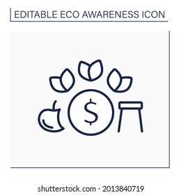 Eco friendly lifestyle line icon.Minimalistic living conditions. Less using, consumption unnecessary things.Eco awareness concept. Isolated vector illustration. Editable stroke