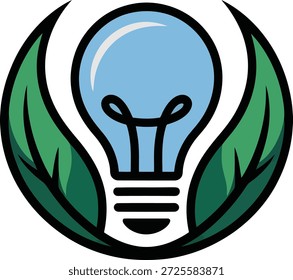 Umweltfreundliche Glühbirne mit grünen Blättern als Symbol für nachhaltige Energie und Umweltschutz