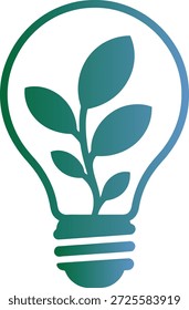 Lâmpada ecológica com folhas verdes crescendo dentro simbolizando energia sustentável e inovação ambiental