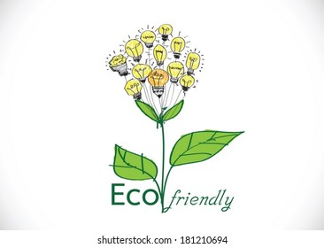 Eco friendly light bulb  plant growing green eco energy concept