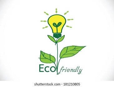 Eco friendly light bulb  plant growing green eco energy concept