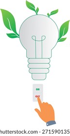 Ilustración de interruptor de encendido de bombilla ecológica