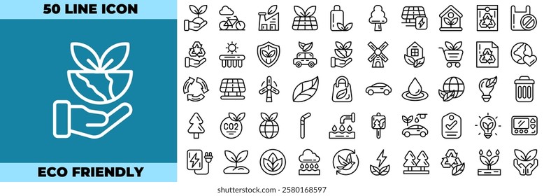 Eco Friendly Line Editable Icons set. Vector illustration in modern thin line style of eco friendly icons: sustainability, nature, recycle, etc
