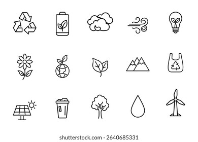 Eco Friendly Line Icon set 