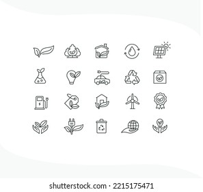 Eco friendly live stroke icons Environmental sustainability ecology etc