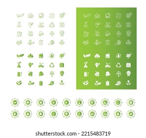 Eco friendly live stroke icons Environmental sustainability ecology etc