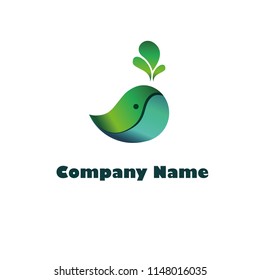 Eco friendly logo design. Green whale vector logo