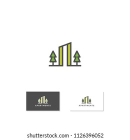 Eco Friendly Logo Design Icon Vector Symbol Apartment Building