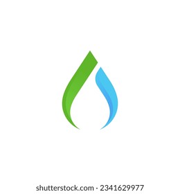 Diseño de logotipo ecológico icono moderno, caída de agua creativa y vector de hoja