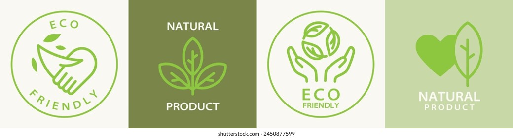 Eco friendly logo design template set, Badges for eco, organic or sustainable products.	