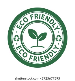 Eco friendly logo with green leaf and recycling symbols