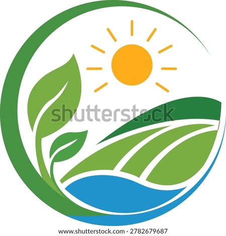 Eco friendly logo with green leaves