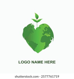 Eco friendly logo natural earth love globe tree design vector illustration