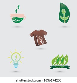 Eco friendly logo set, vector illustration