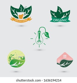 Eco friendly logo set, vector illustration