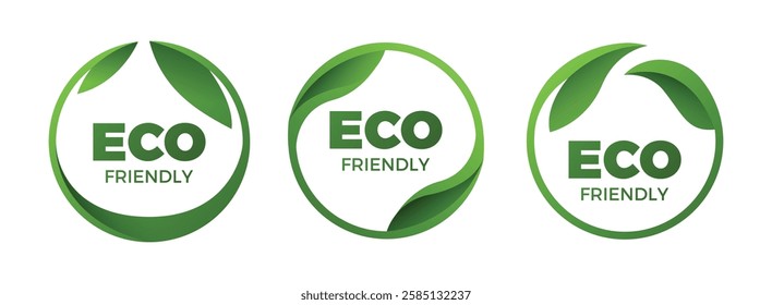 Eco friendly logos, badges, patch collection. Green ecological stamps.