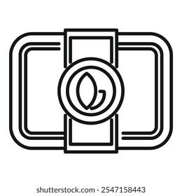 Eco friendly lunch box bringing healthy food icon outline vector for web design isolated on white background
