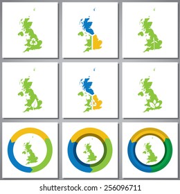 Eco friendly marks and icons with country silhouette