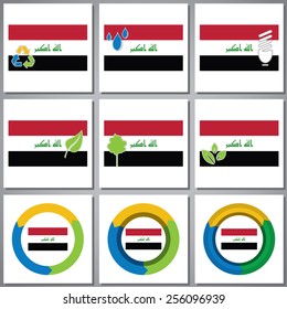 Eco friendly marks and icons with country flag