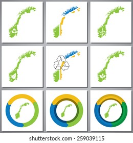 Eco friendly marks and icons with country silhouette