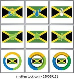 Eco friendly marks and icons with country flag