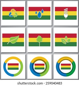 Eco friendly marks and icons with country flag