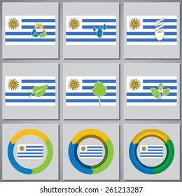 Eco friendly marks and icons with country flag