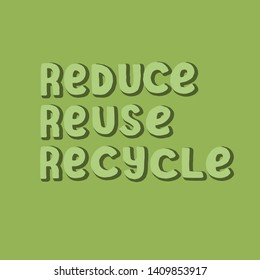 Eco friendly motivation poster. Reduce, reuse, recycle text. Zero waste concept. Vector eps 10.