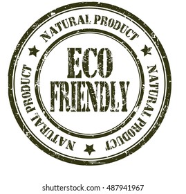 Eco friendly natural product grunge stamp, vector illustration