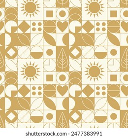 Eco friendly natural shades symbols mosaic seamless pattern