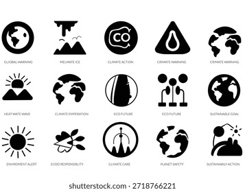 Conjunto de iconos de Naturaleza ecológica: símbolos de medio ambiente sostenible y energía verde
