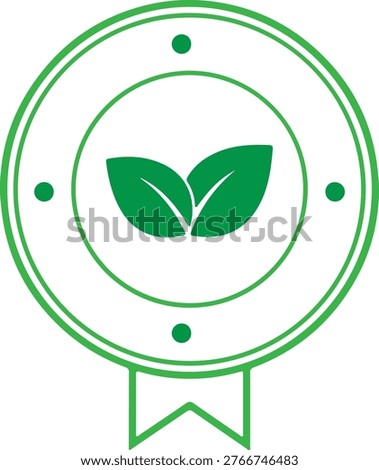 Eco Friendly Organic Leaf Label. Green Sustainability Badge Seal for Natural Product Design Vector