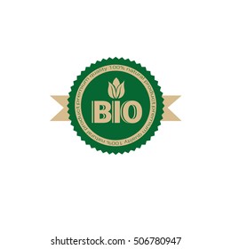 Eco Friendly Organic Natural Product Web Icon Retro Green Logo Flat Vector Illustration
