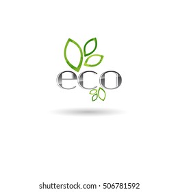 Eco Friendly Organic Natural Product Web Icon Green Logo Flat Vector Illustration