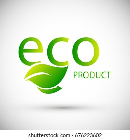 Eco Friendly Organic Natural Product Green Logo, icon Flat Vector Illustration