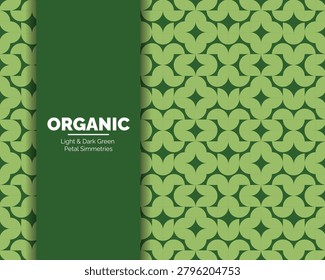 Eco Friendly Organic Pattern with Light and Dark Green Simmetries Flower Petal Ornaments