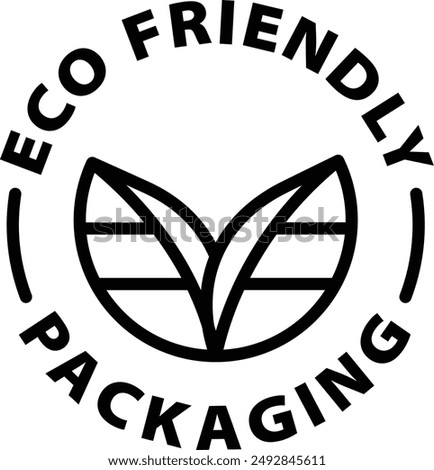 eco friendly packaging black outline icon round rounded circle badge stamp label isolated on transparent background