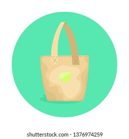 Eco friendly paper bag. Ecological design of packet. Idea of environment protection and safety. Isolated vector illustration in cartoon style