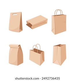Bolso de papel ecológico aislado en blanco.